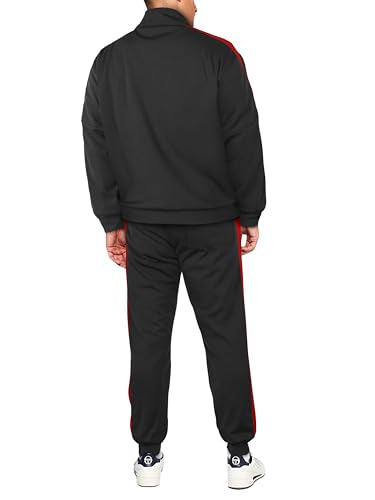 Hat and Beyond Mens Premium USA Made Striped Track Suit Athletic Casual Running Workout Sweat Suit Combo Track Jacket & Pant