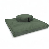 Bean's ZAFU + ZABUTON Meditation Set - OVAL Buckwheat Filled ZAFU Pillow + Large Cotton Filled ZABUTON Floor Pad - EARTH Cotton Canvas - Traditional Tibetan Zen Mindfulness Seat Kit - Made in USA