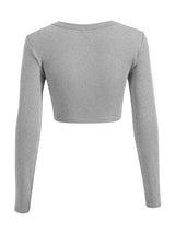 Sweet Hearts Long Sleeve Crop Tops for Women- Ribbed Cute Cropped Top Square Neck Casual Basic Shirt Made in USA
