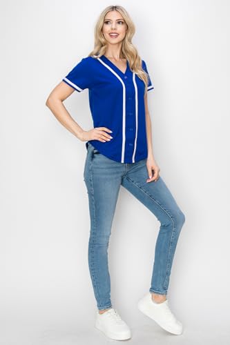 YURO-K Women's Solid Colors Baseball Jersey with Piping/Made in Los Angeles