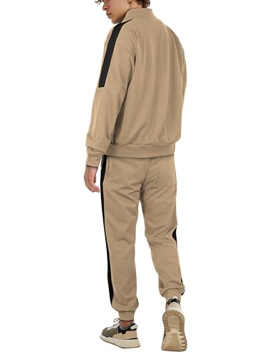 Hat and Beyond Mens Made in USA Premium Track Jacket & Pants Striped Sweatsuit Athletic Casual Essentials Gym