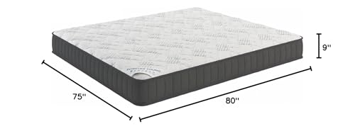 Ottomanson 9" Queen Mattress in a Box Made in USA, Medium-Firm Mattress, Hybrid Mattress Cool Improved Airflow with Edge to Edge Pocket Coil, Bed in A Box, Ottopedic