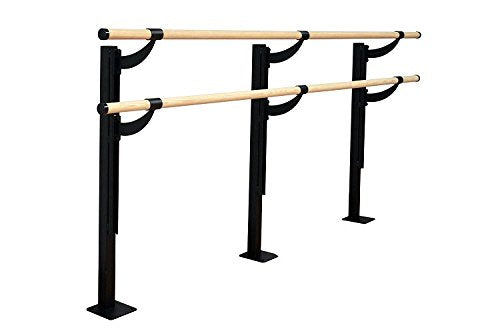 Vita Vibe - USA Made - Traditional Wood Double Adjustable Height Floor Mount Ballet Barre - Stretch/Dance Bar - 4 FT - 40 FT