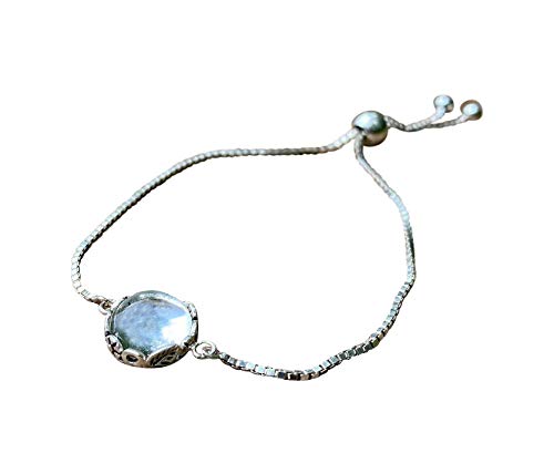 Bottled Up Designs Handmade Vintage Botanical Series Adjustable Slider Bracelet, Recycled Glass, Sterling Silver, Eco Friendly, Made in USA, Birthday Gifts, Mothers Day, Women (Mason Jar (Aqua))