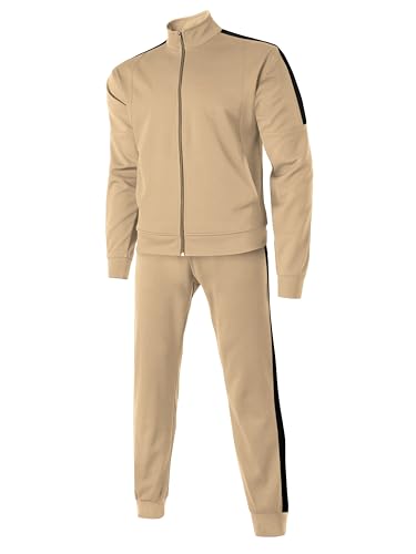 Hat and Beyond Mens Made in USA Premium Track Jacket & Pants Striped Sweatsuit Athletic Casual Essentials Gym