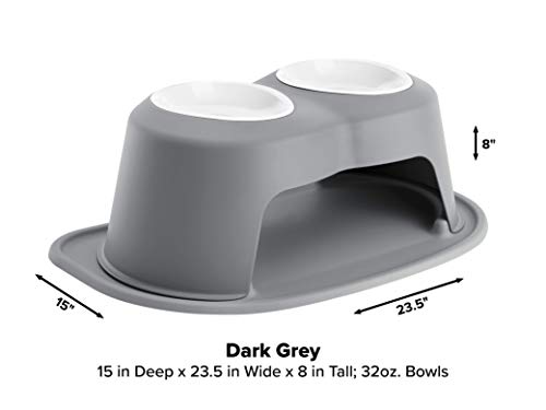 WeatherTech Double High Pet Feeding System w/Plastic Dog/Cat Bowls - 8" High Stand Dark Grey (PDHC3208DGDG)