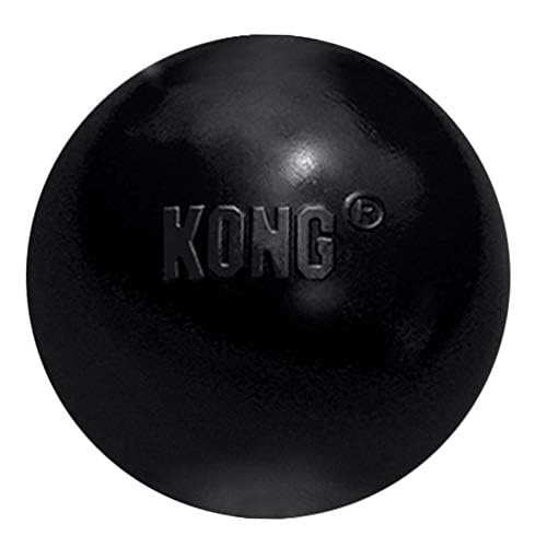 KONG Extreme Ball with Hole - Dog Fetch Toy - Durable Dog Ball Toy for Training, Interactive Playtime & More - Natural KONG Extreme Rubber Ball for Dogs - Black - For Large/Medium Dogs