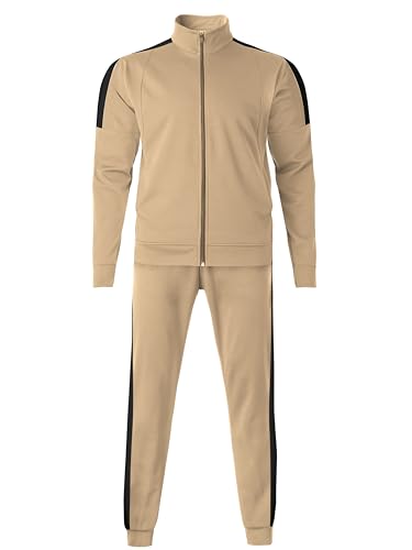 Hat and Beyond Mens Made in USA Premium Track Jacket & Pants Striped Sweatsuit Athletic Casual Essentials Gym