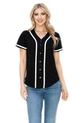 YURO-K Women's Solid Colors Baseball Jersey with Piping/Made in Los Angeles