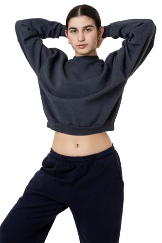 Los Angeles Apparel Heavy Fleece Cropped Mock Neck Pullover (Garment Dye)