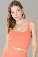 NIKIBIKI Women Seamless Chevron Ribbed Crop Top, Made in U.S.A, One Size