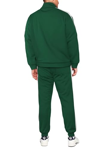 Hat and Beyond Mens Premium USA Made Striped Track Suit Athletic Casual Running Workout Sweat Suit Combo Track Jacket & Pant