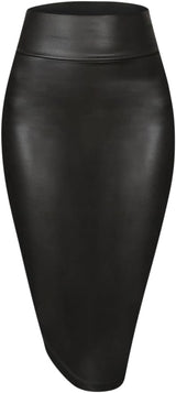 Sweet Hearts Faux Leather Pencil Skirt for Women- Midi Below Knee Office Skirt Mini Bodycon Skirt Made in USA