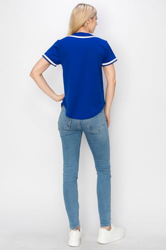 YURO-K Women's Solid Colors Baseball Jersey with Piping/Made in Los Angeles