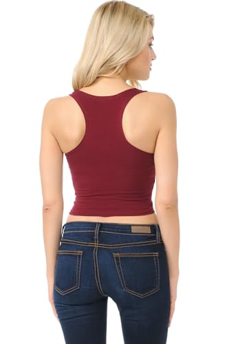 7Wins Women's Casual Solid Sleeveless Crop Top Basic Round Neck Tank Top