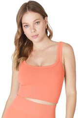 NIKIBIKI Women Seamless Chevron Ribbed Crop Top, Made in U.S.A, One Size
