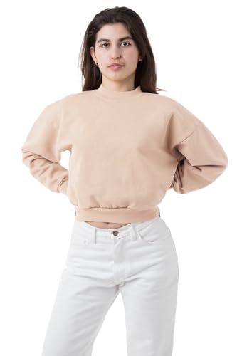 Los Angeles Apparel Heavy Fleece Cropped Mock Neck Pullover (Garment Dye)
