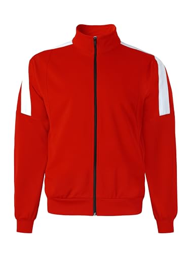 Hat and Beyond Mens Made in USA Premium Track Jacket & Pants Striped Sweatsuit Athletic Casual Essentials Gym