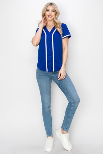 YURO-K Women's Solid Colors Baseball Jersey with Piping/Made in Los Angeles