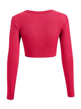 Sweet Hearts Long Sleeve Crop Tops for Women- Ribbed Cute Cropped Top Square Neck Casual Basic Shirt Made in USA