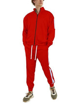 Hat and Beyond Mens Made in USA Premium Track Jacket & Pants Striped Sweatsuit Athletic Casual Essentials Gym