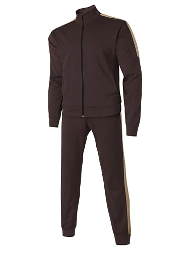 Hat and Beyond Mens Made in USA Premium Track Jacket & Pants Striped Sweatsuit Athletic Casual Essentials Gym