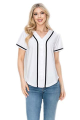 YURO-K Women's Solid Colors Baseball Jersey with Piping/Made in Los Angeles