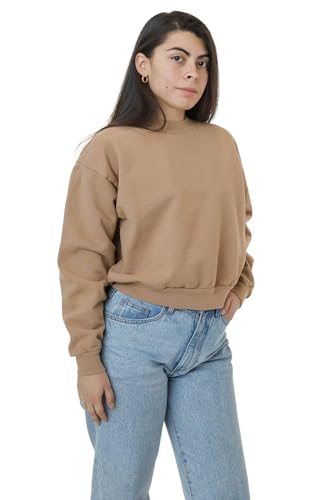 Los Angeles Apparel Heavy Fleece Cropped Mock Neck Pullover (Garment Dye)