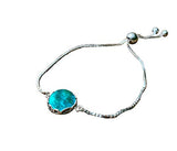 Bottled Up Designs Handmade Vintage Botanical Series Adjustable Slider Bracelet, Recycled Glass, Sterling Silver, Eco Friendly, Made in USA, Birthday Gifts, Mothers Day, Women (Mason Jar (Aqua))