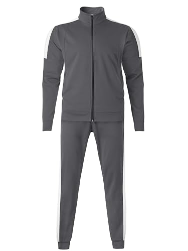 Hat and Beyond Mens Made in USA Premium Track Jacket & Pants Striped Sweatsuit Athletic Casual Essentials Gym