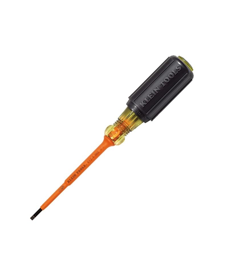Klein Tools 612-4-INS Insulated 1/8-Inch Slotted Screwdriver, 4-Inch, Made in USA