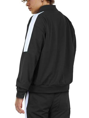 Hat and Beyond Mens Made in USA Premium Track Jacket & Pants Striped Sweatsuit Athletic Casual Essentials Gym