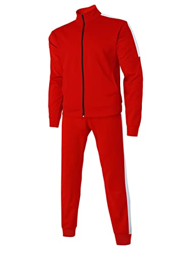 Hat and Beyond Mens Made in USA Premium Track Jacket & Pants Striped Sweatsuit Athletic Casual Essentials Gym