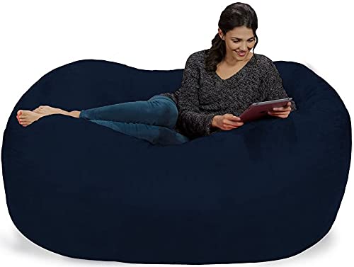 Chill Sack Bean Bag Chair: Huge 6' Memory Foam Furniture Bag and Large Lounger - Big Sofa with Soft Micro Fiber Cover - Red Furry