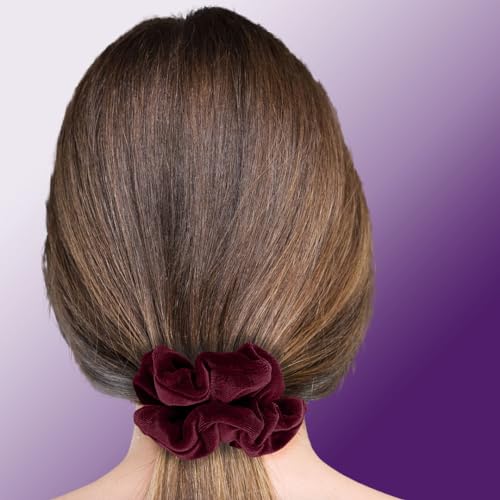 Velvet Scrunchies 3-Pack Gift Set Premium Plush Ponytail Holder Made in the USA Burgundy Forest Black