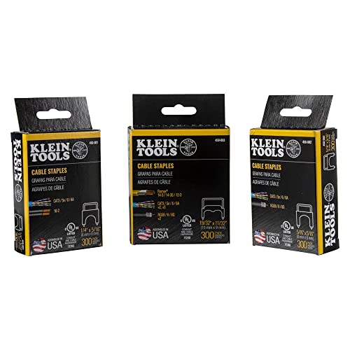 Klein Tools 450-003 Heavy Duty Staples, Made in USA, 19/32 x 11/32-Inch Insulated Staples for Romex and Other Cables, for Klein Tools Stapler No. 450-100
