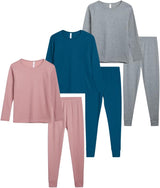 Sweet Hearts Girls' Thermal Underwear Set - 6 Piece Waffle Knit Top and Long Johns Base Layer Set: Made in USA (2T-16)