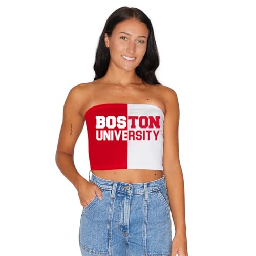 Lojobands Women's Tailgate Outfit College Two Tone Color Block Tube Top Made in USA One Size Fits Most
