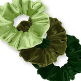 Velvet Scrunchies 3-Pack Gift Set Premium Plush Ponytail Holder Made in the USA Burgundy Forest Black