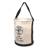 Klein Tools 5109 Canvas Bucket, Wide-Opening Straight-Wall Tool Bucket is Made of No. 6 Canvas with Black Molded Bottom, 75-Pound Load Rated