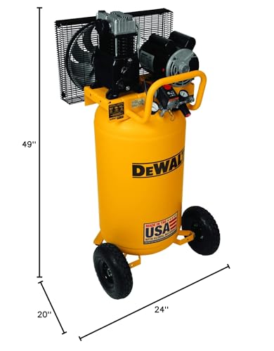 Dewalt DXCM251.COM 2 HP 25 Gallon 200 Max PSI 7.7 SCFM @ 40 PSI 6.2 SCFM @ 90 PSI Oil-Lubed Belt Drive Electric Portable Vertical Air Compressor