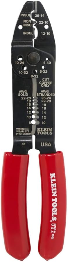 Klein Tools 1001 Multi Tool, Made in USA, Wire Stripper, Wire Cutters, Crimper Tool for 8-22 AWG, Multi-Purpose Electrician Tool is 8.5-Inch Long