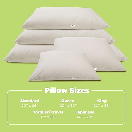 Bean Products Millet Pillow for Sleeping - Pillow Case Protector is 100% Organic Cotton Waterproof & Breathable - Fully Zipped Enclosure for Pillow Protection - Made in USA - Queen