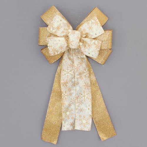 Ivory Gold Branches Christmas Wreath Bow - Package Perfect Bows Made in USA