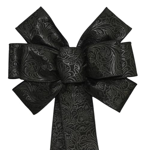 Red Embossed Weatherproof Wreath Bow - Package Perfect Bows Made in USA (10 inch bow)