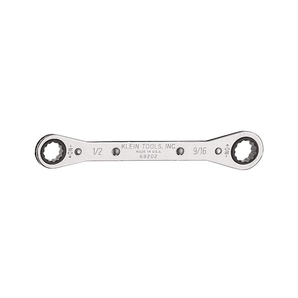 Klein Tools 68200 Ratcheting Box Wrench, Made in USA, 1/4-Inch x 5/16-Inch with Reverse Ratcheting and Chrome Plated Finish