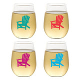 Set of 4 Shatterproof Designer 16 oz Plastic Wine Glasses MADE in the USA (CHRISTMAS)