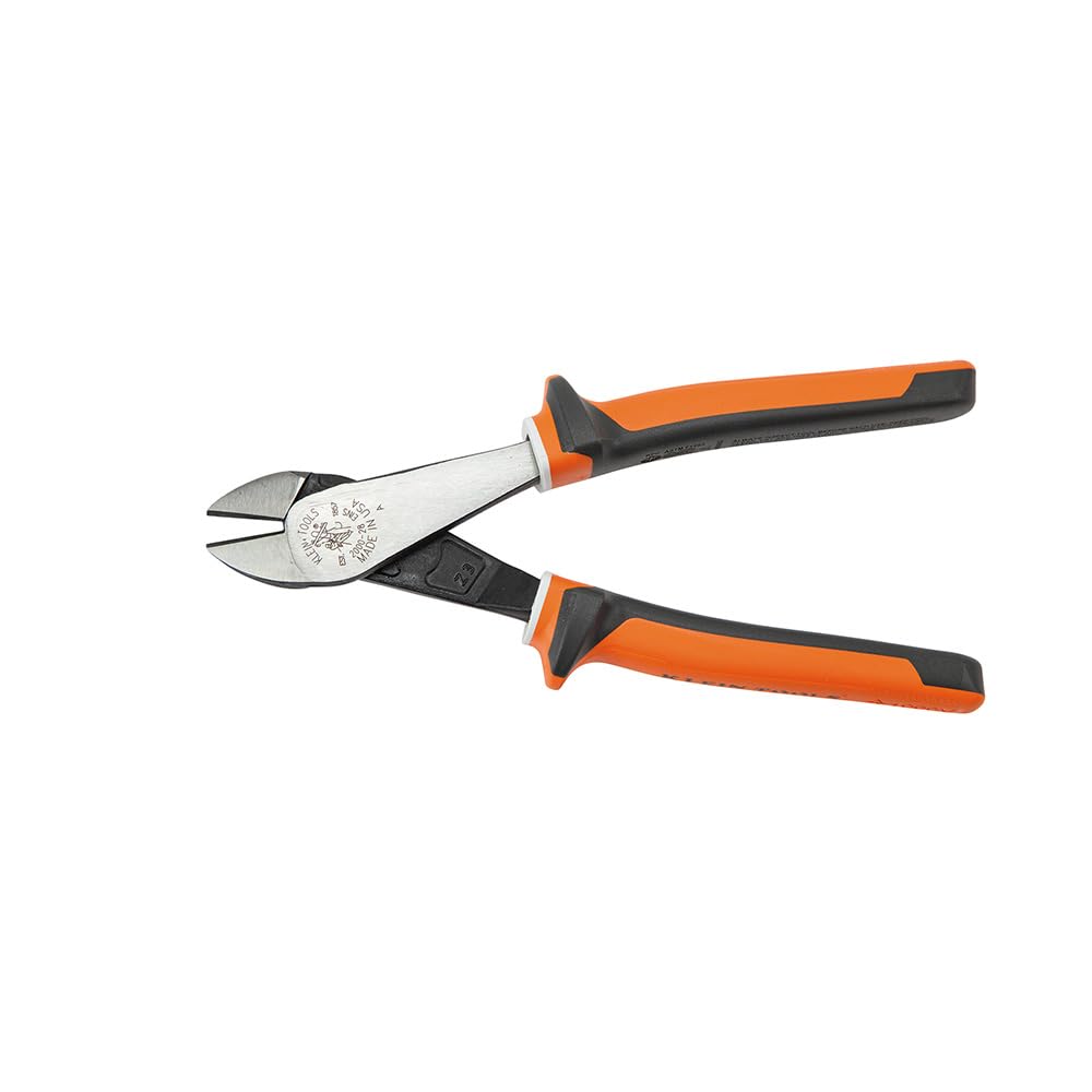Klein Tools D228-8-INS Pliers, Made in USA, Insulated Diagonal Cutting Pliers with 1000V Rated Dual-Layer Grips and High-Leverage Design, 8-Inch