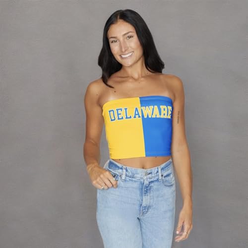 Lojobands Women's Tailgate Outfit College Two Tone Color Block Tube Top Made in USA One Size Fits Most