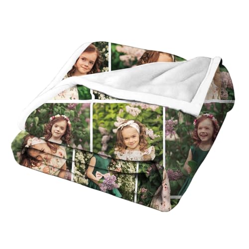 Custom Blanket with Picture Made in USA,Personalized Photo Blanket Throw Photo Blankets for Family Friends Pets,50"x60"